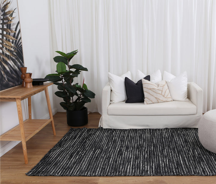 Nordic Black White Reversible Wool Rug