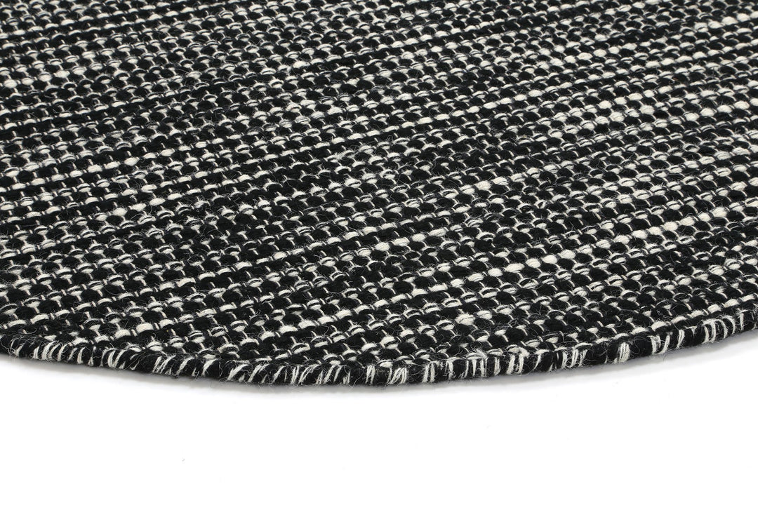 Nordic Black White Reversible Wool Round Rug