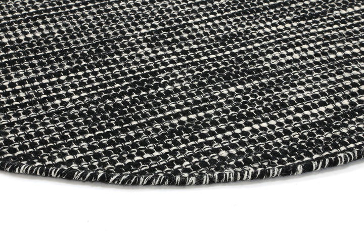 Nordic Black White Reversible Wool Round Rug