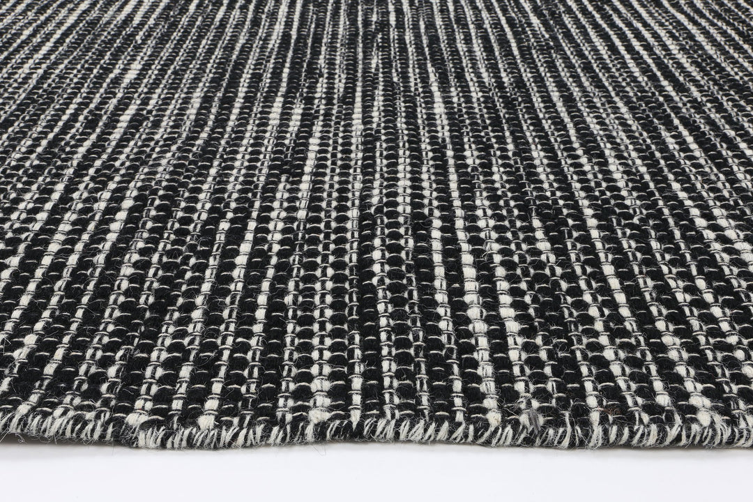 Nordic Black White Reversible Wool Rug