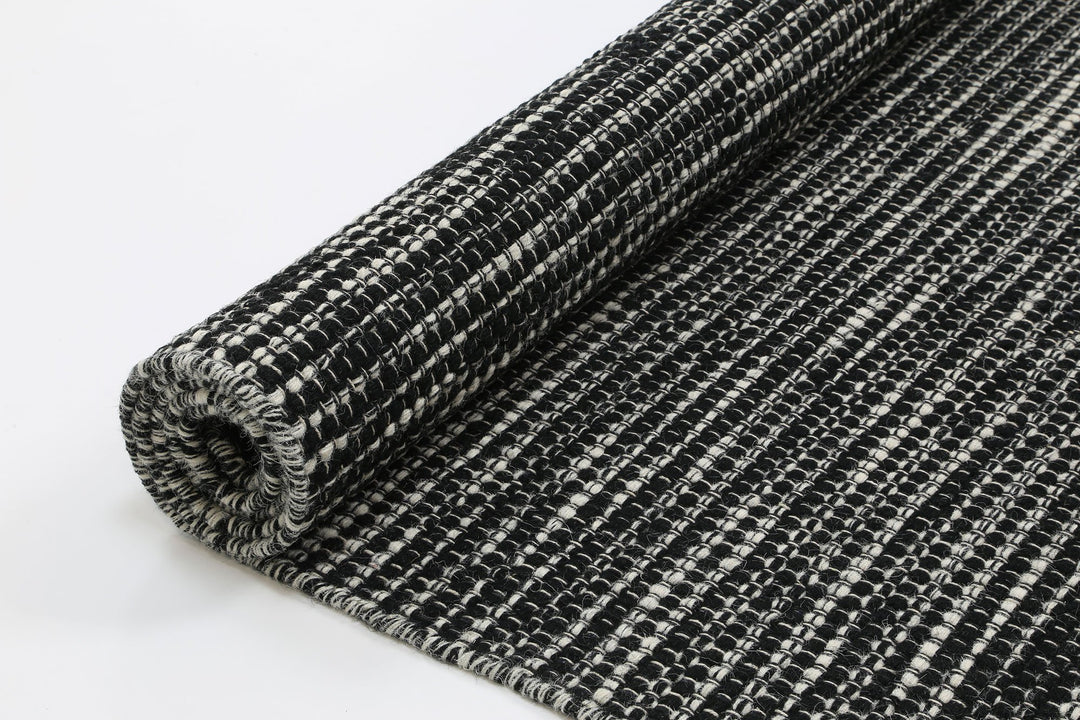 Nordic Black White Reversible Wool Rug