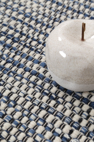Nordic Blue Reversible Wool Round Rug