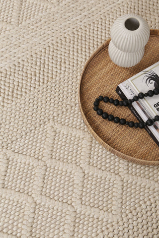 Bella Textured Multi Weave  Ivory Wool Rug