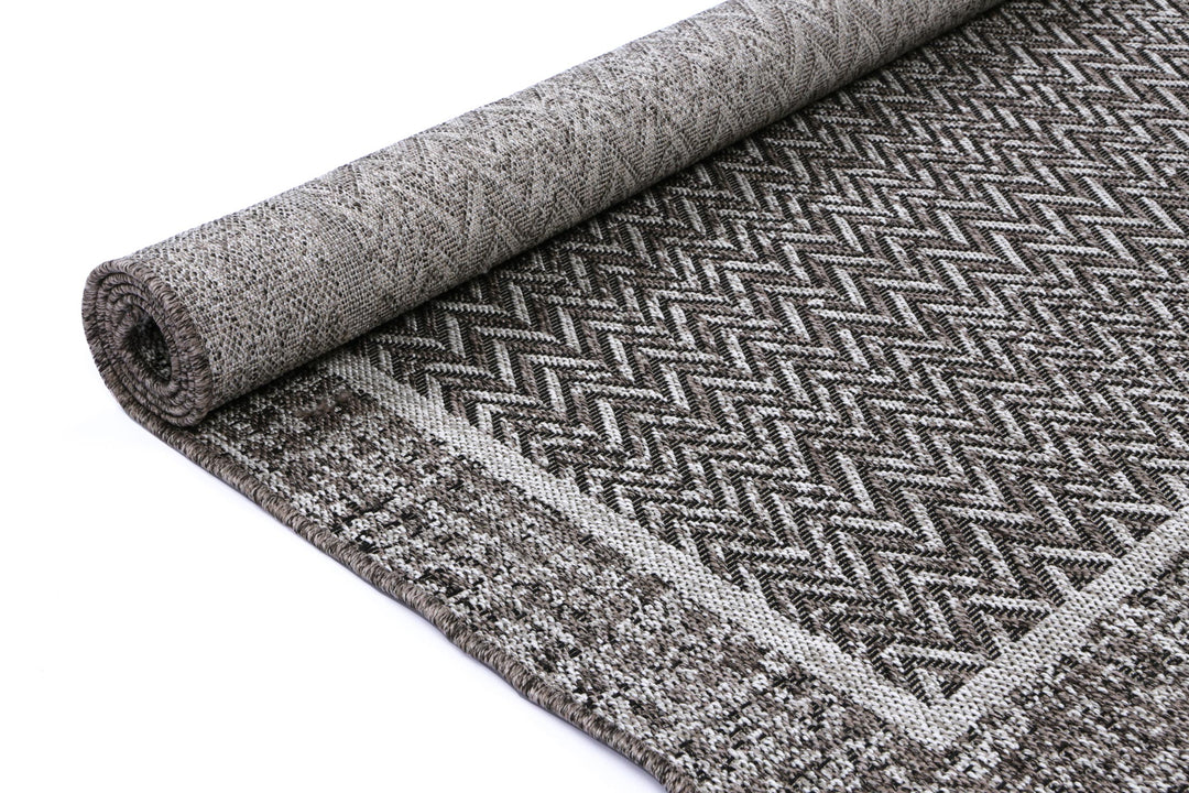 Alfresco Herringbone Charcoal Flatweave Rug