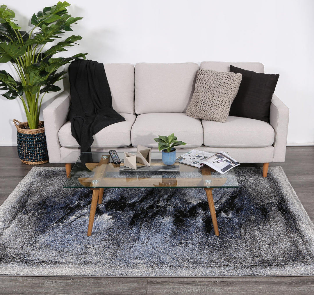 Everton Geode Blue and Grey Plush Rug