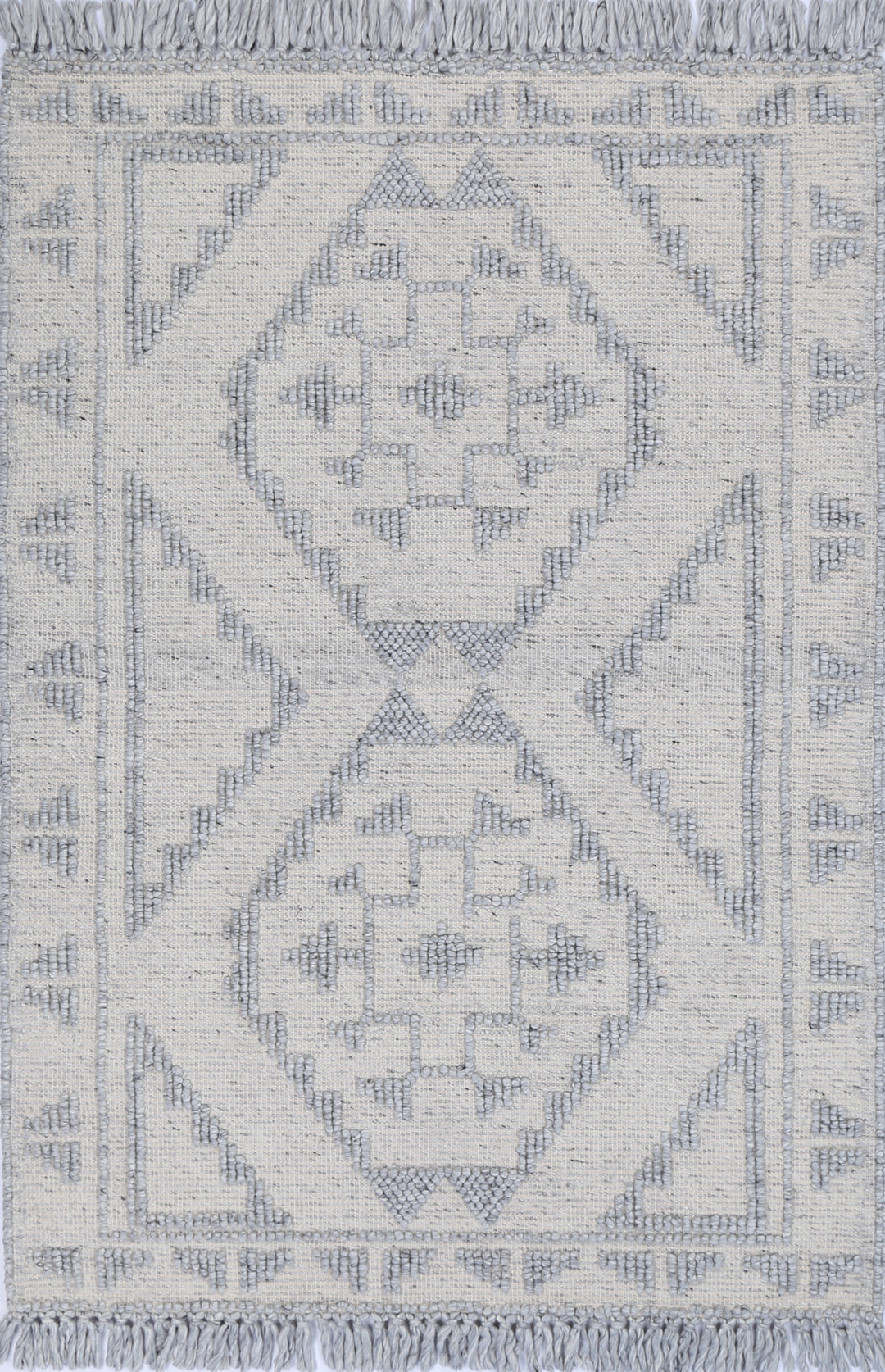 Diego Ornamental Light Grey Wool Rug