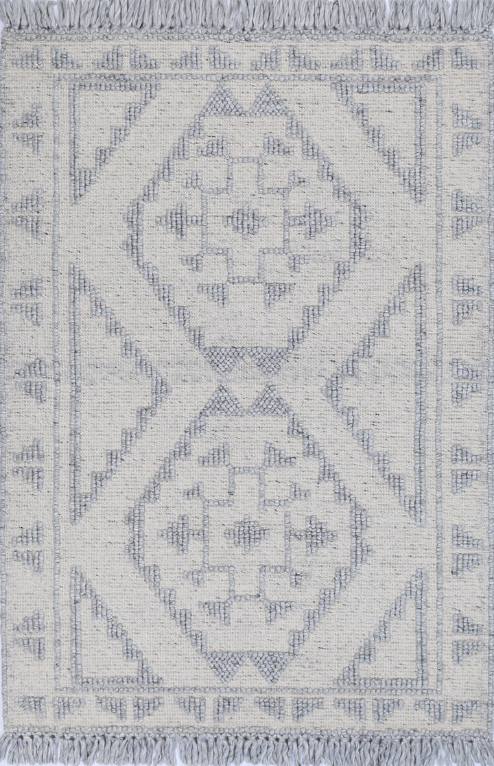 Diego Ornamental Light Grey Wool Rug