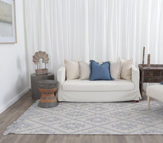 Diego Geometric Light Grey Wool Rug