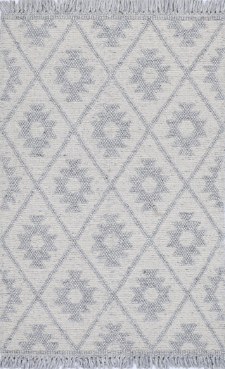 Diego Geometric Light Grey Wool Rug