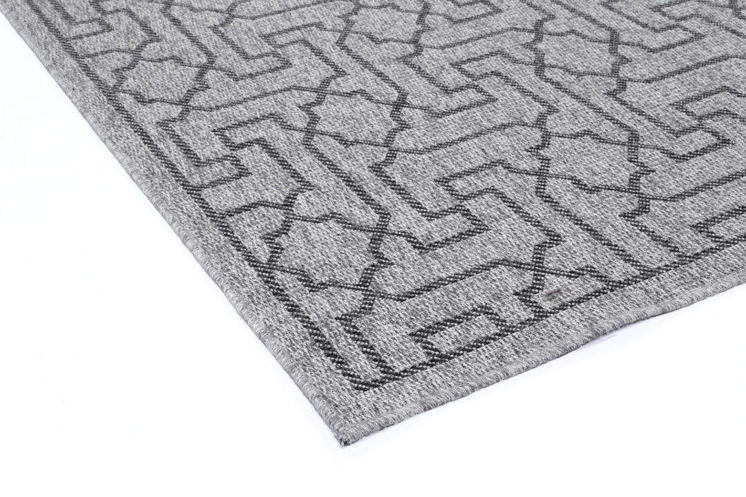 Alfresco Geometric Charcoal Flatweave Rug