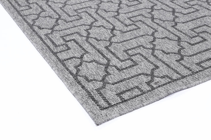 Alfresco Geometric Charcoal Flatweave Rug