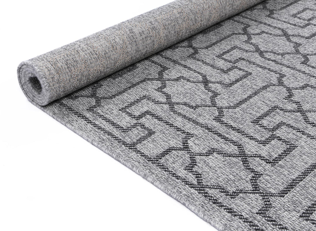 Alfresco Geometric Charcoal Flatweave Rug