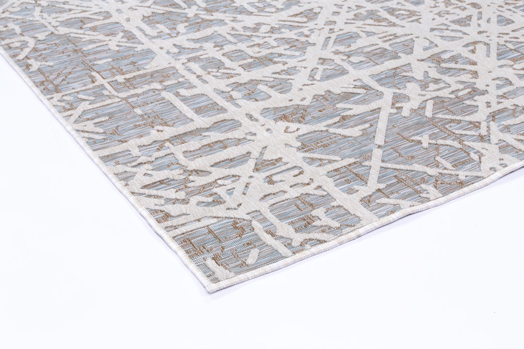 Alfresco Argyle Ivory & Aqua Flatweave Rug