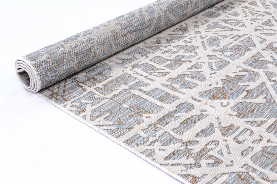 Alfresco Argyle Ivory & Aqua Flatweave Rug