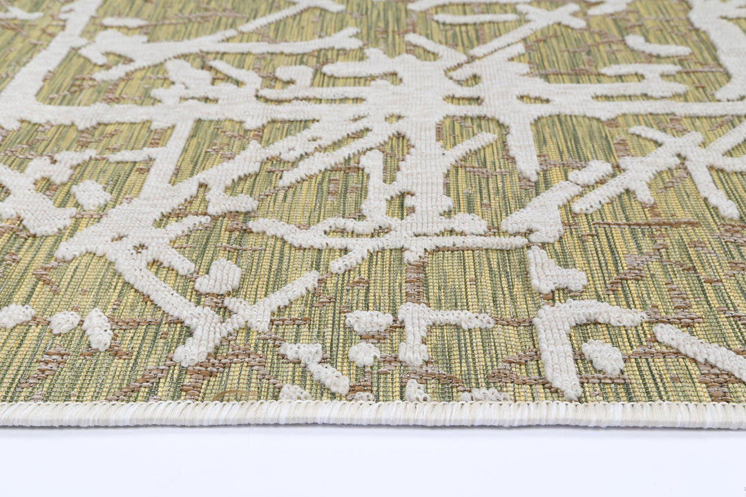 Alfresco Argyle Grey & Green Flatweave Rug