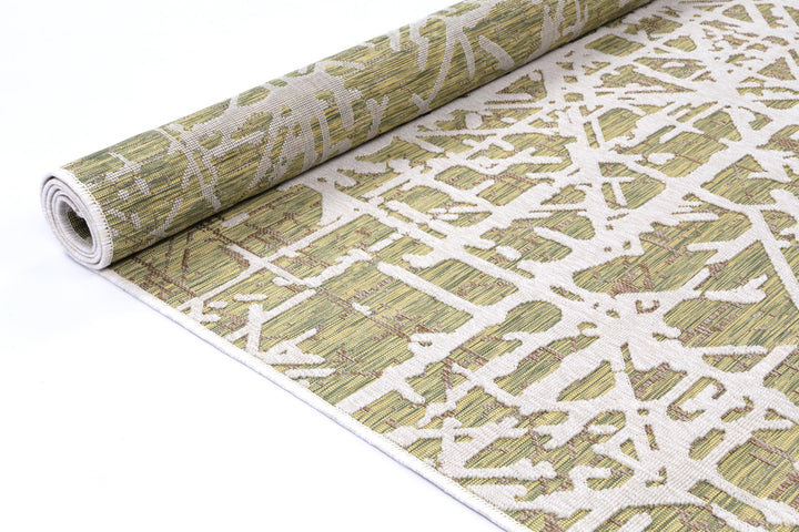 Alfresco Argyle Grey & Green Flatweave Rug