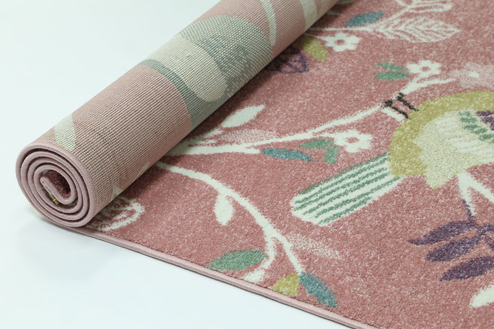 Tiny Dancer Bright Birds Pink Kids Rug