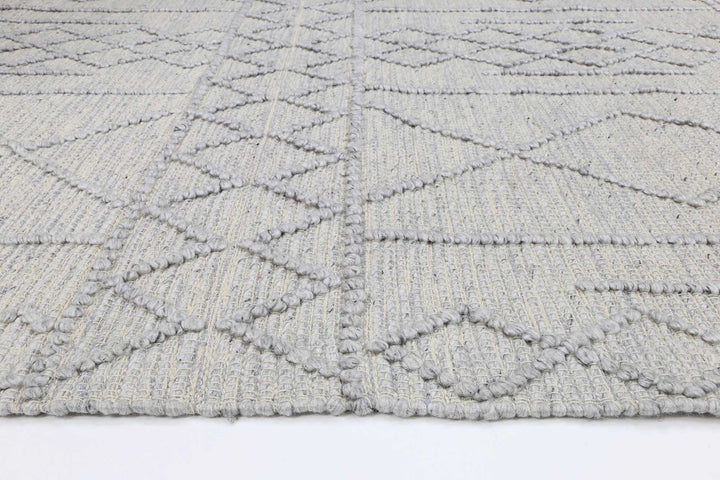 Kaiden Diamond Tribal Grey Wool Rug