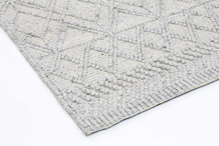 Kaiden Diamond Tribal Grey Wool Rug