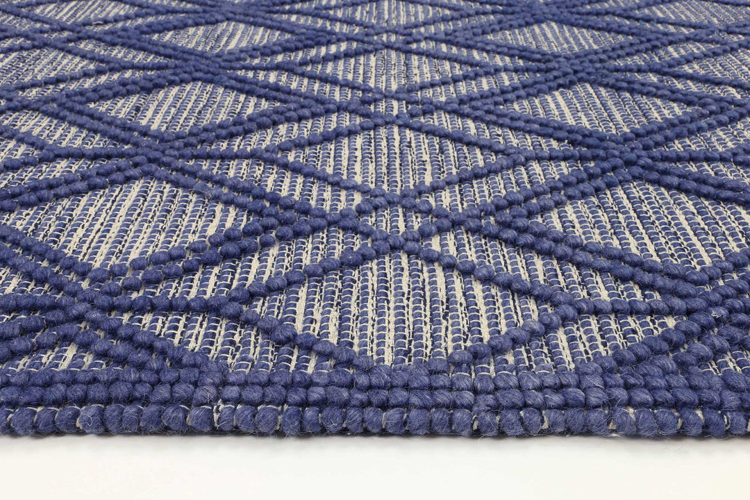 Kaiden Tribal Blue Wool Rug