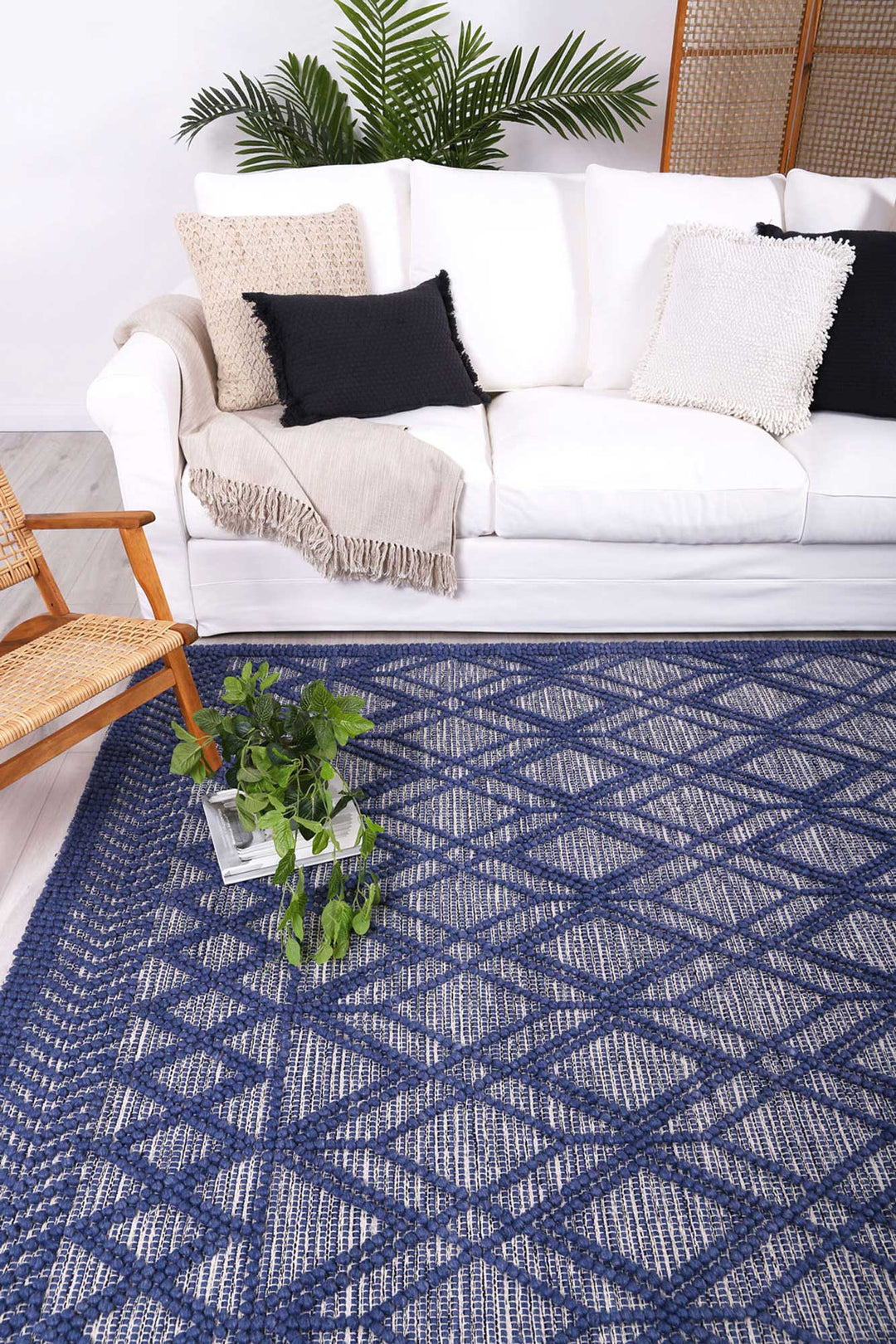 Kaiden Tribal Blue Wool Rug