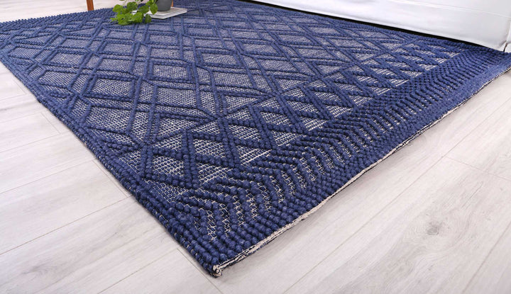 Kaiden Tribal Blue Wool Rug