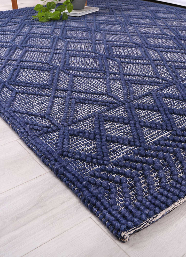 Kaiden Tribal Blue Wool Rug