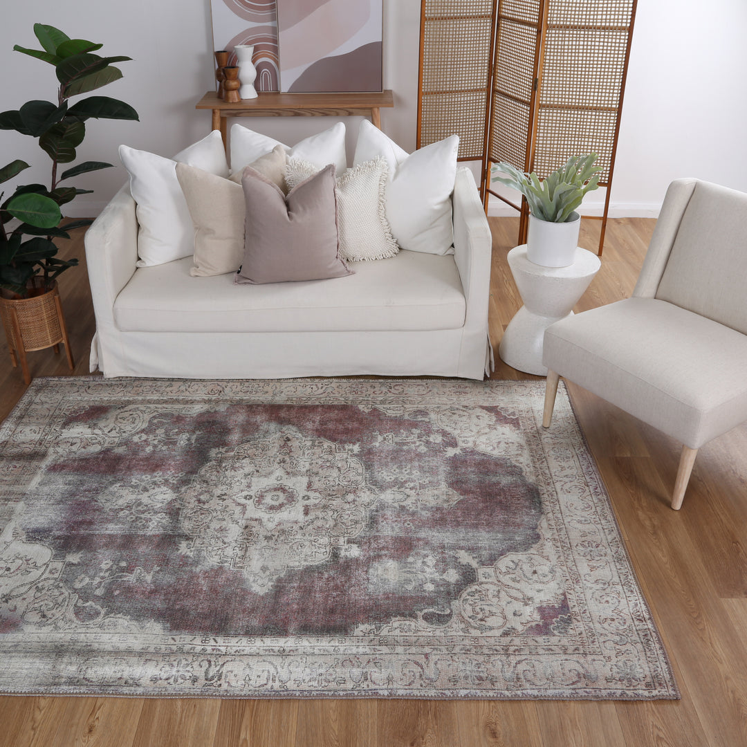 Isin Berry Machine Washable Rug