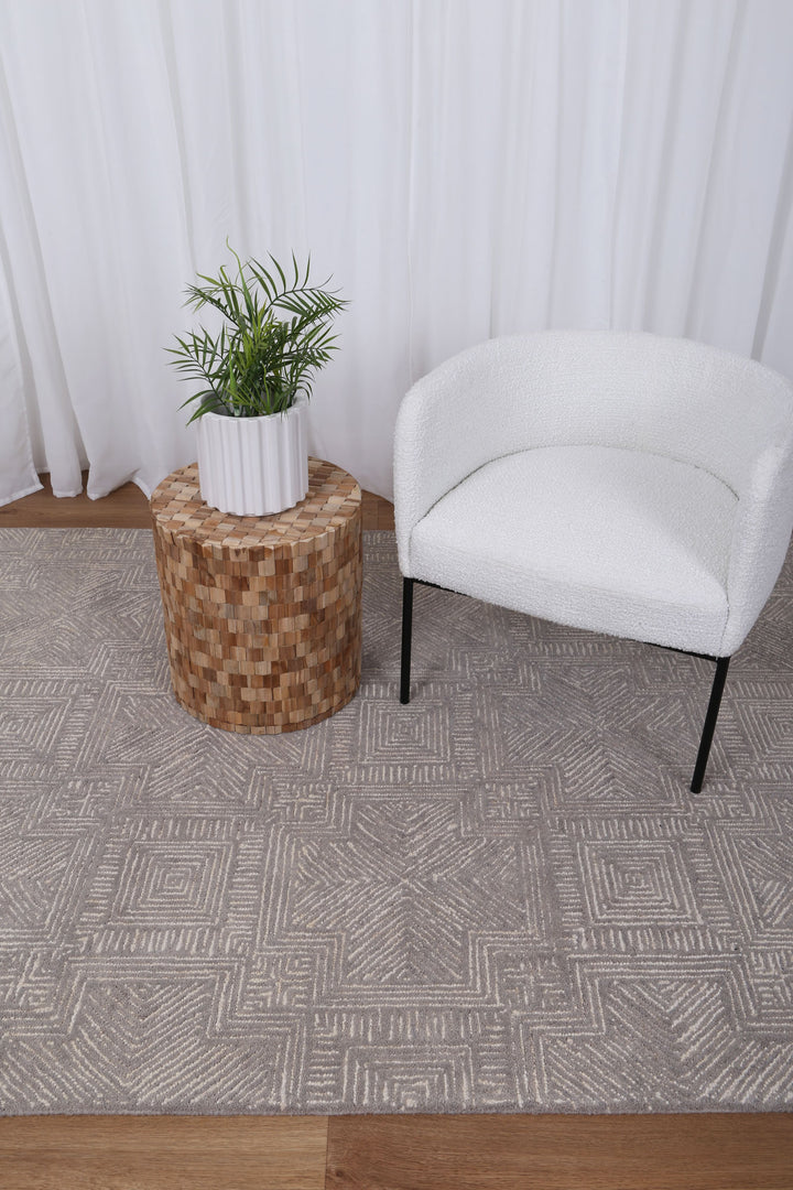 Labyrinth 09C Grey Wool Rug