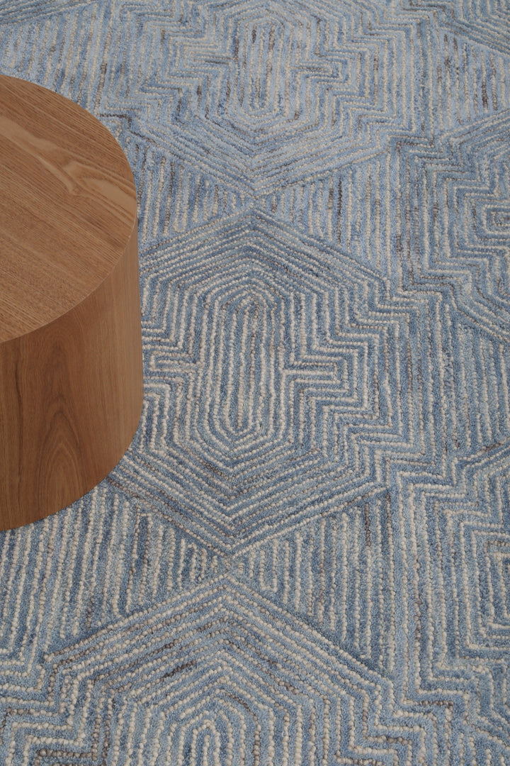 Aquila 06A  Blue/ Grey Wool Rug