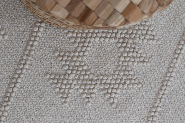 Diego Geometric Beige Wool Rug