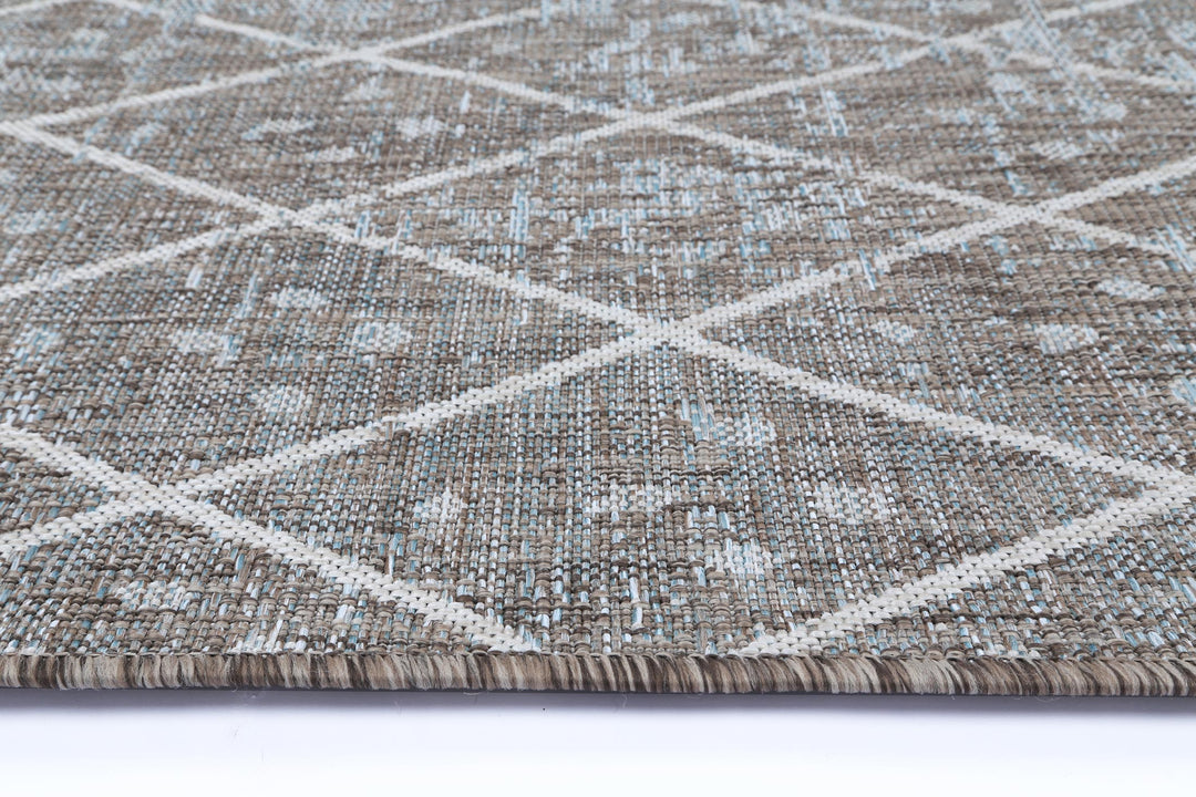 Alfresco Aqua & Ash Trellis Flatweave Rug