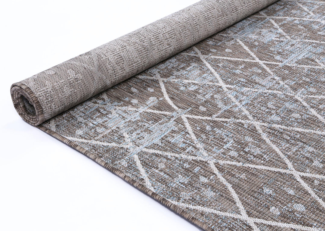 Alfresco Aqua & Ash Trellis Flatweave Rug