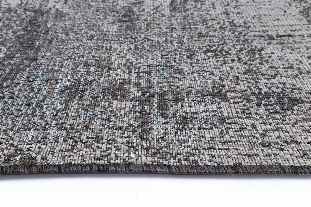 Alfresco Aqua & Ash Abstract Flatweave Rug