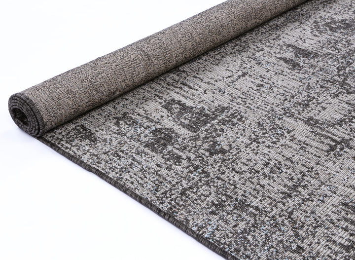 Alfresco Aqua & Ash Abstract Flatweave Rug