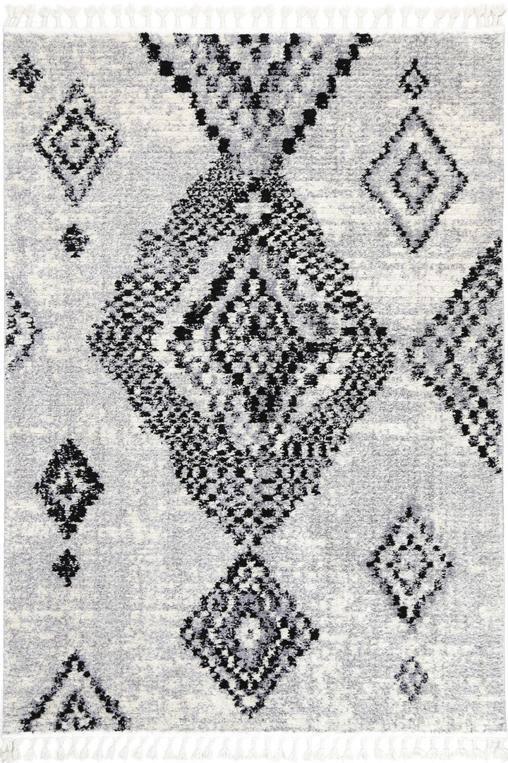 Deano Grey Boho Diamond Rug