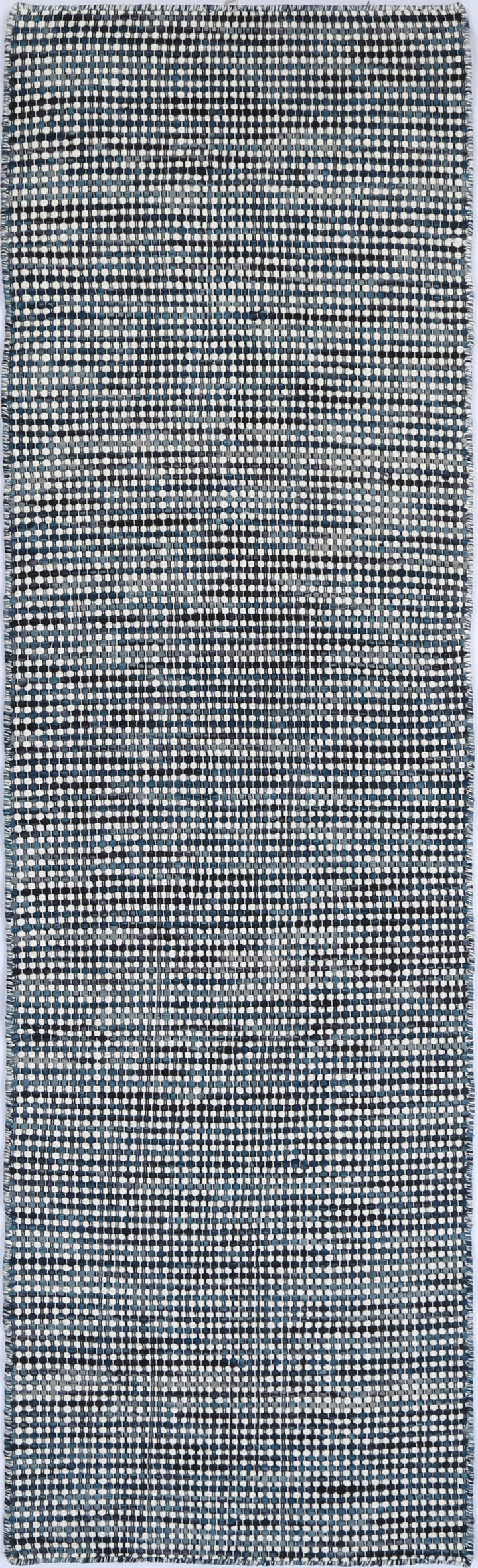 Nordic Teal Blue Reversible Wool Hall Runner
