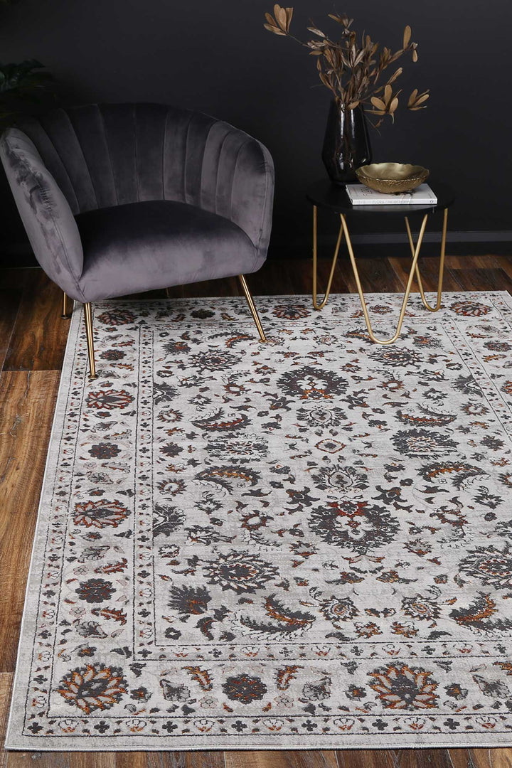 Madison Dark Grey Floral Rug