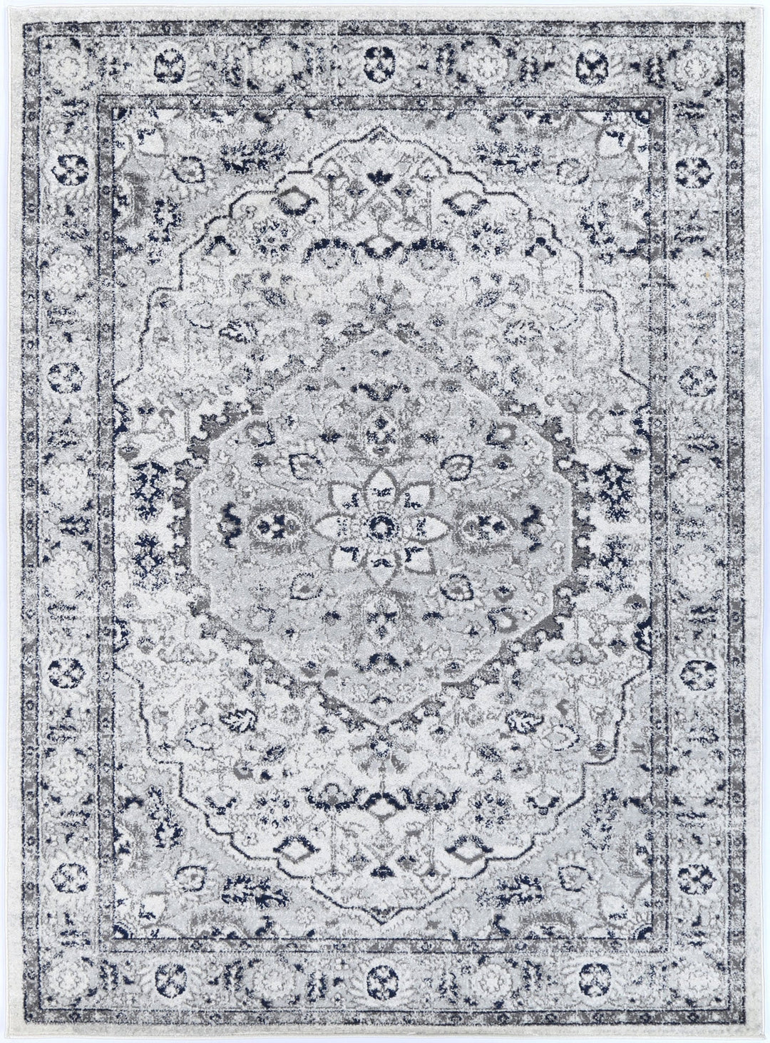 Vallonnet Cream Navy Floral Rug