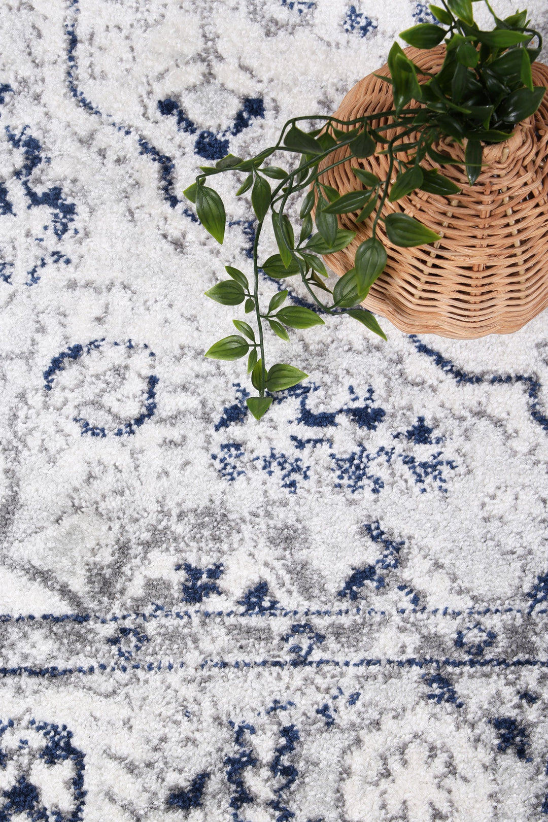 Vallonnet Cream Navy Floral Rug
