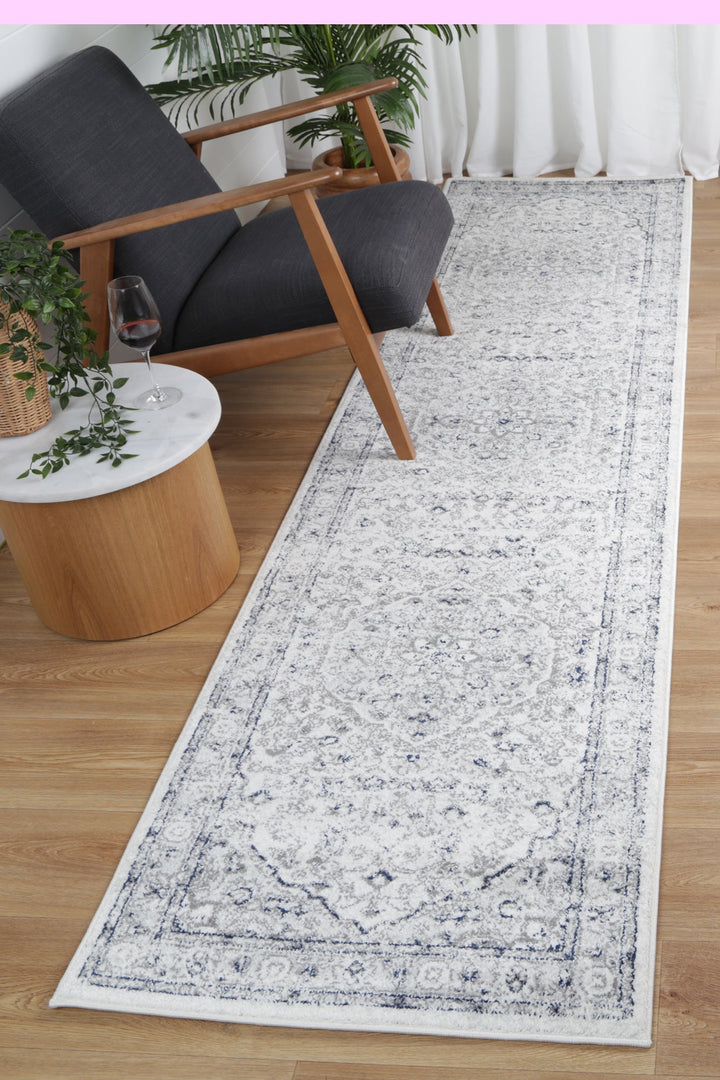 Vallonnet Cream Navy Floral Rug