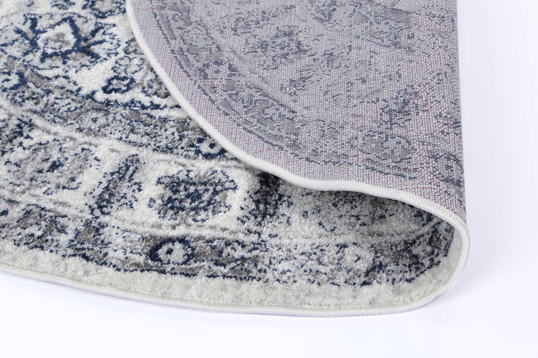 Vallonnet Cream Navy Floral Rug