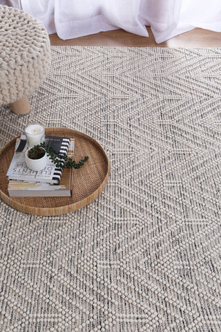 Perla Zoe White & Black Wool Rug