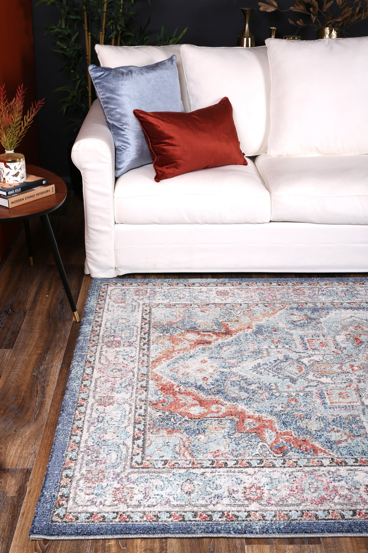 June Maykel Blue & Terracotta Transitional Rug