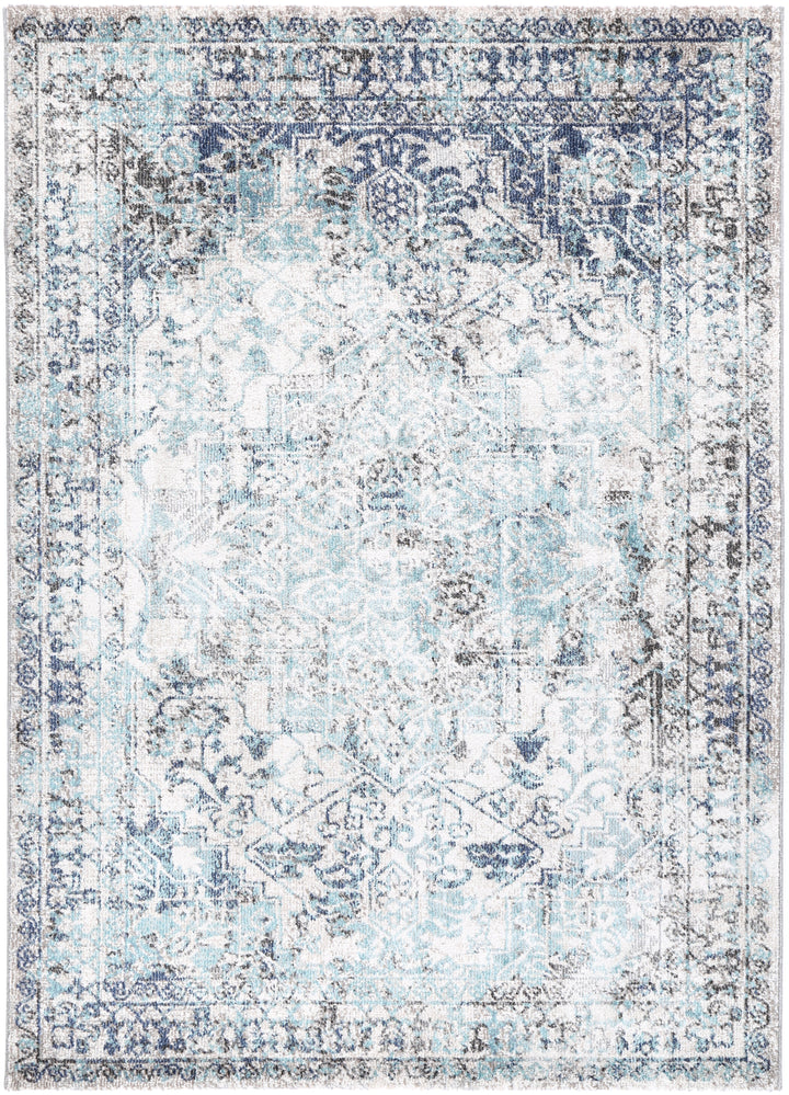 June Adrianita Ivory & Blue Transitional Rug