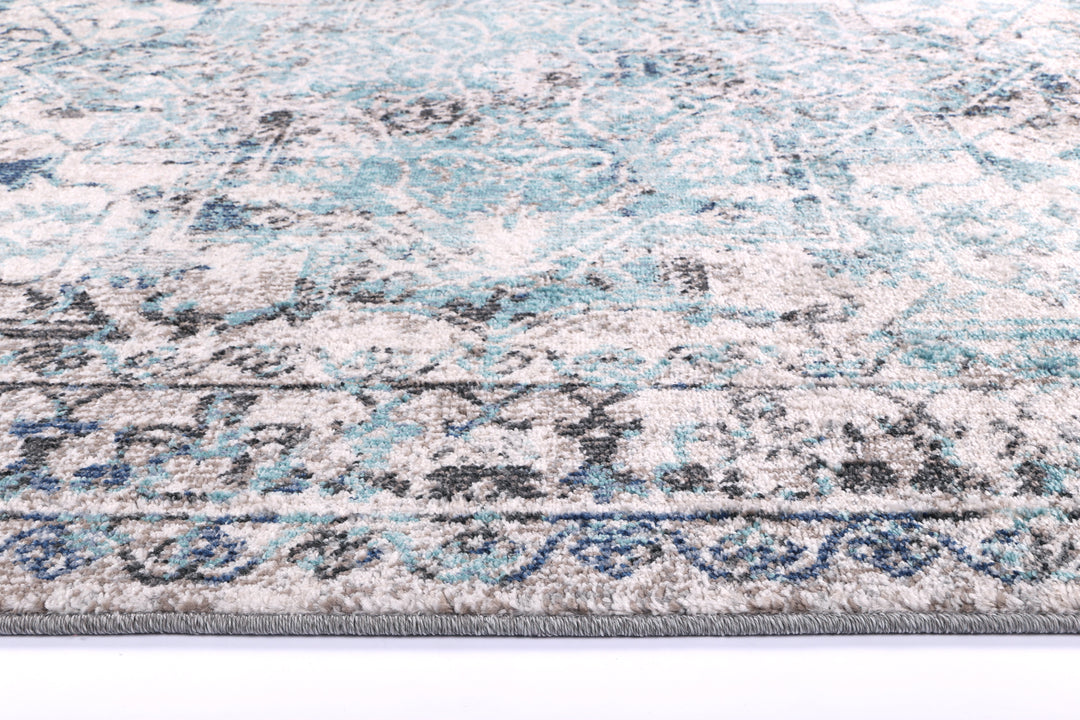 June Adrianita Ivory & Blue Transitional Rug
