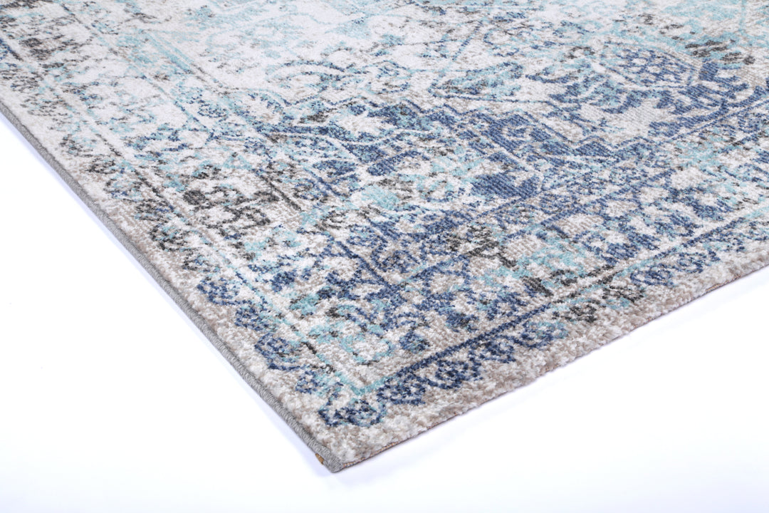 June Adrianita Ivory & Blue Transitional Rug