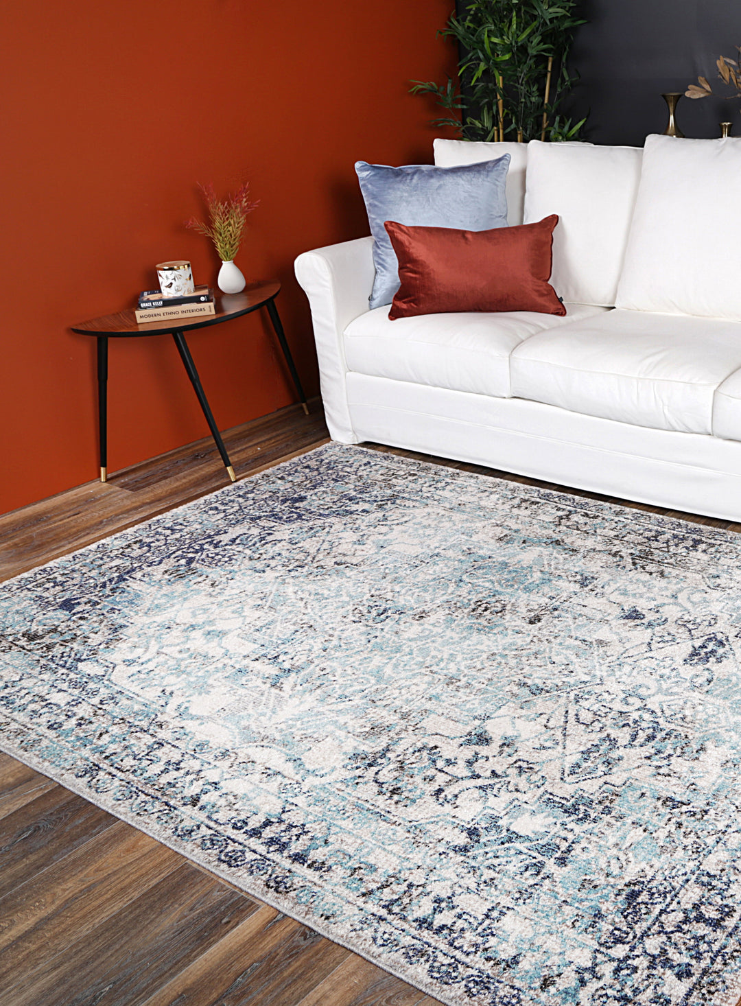 June Adrianita Ivory & Blue Transitional Rug