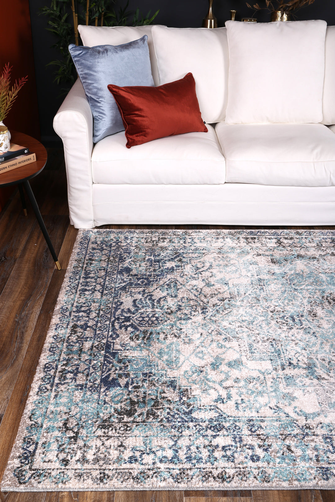 June Adrianita Ivory & Blue Transitional Rug