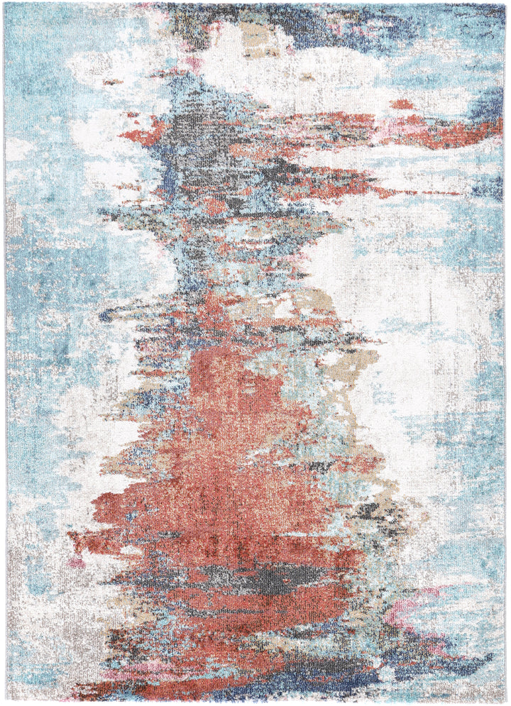 June Jorge Blue & Terracotta Abstract Rug